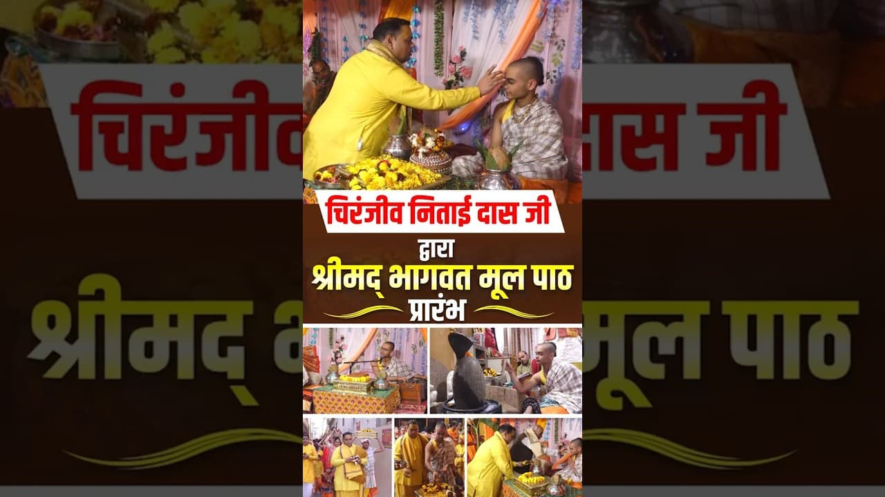 चिरंजीव निताई दास जी द्वारा श्रीमद् भागवत मूल पाठ प्रारंभ | #nitaidasji #bhagwatkatha #shorts