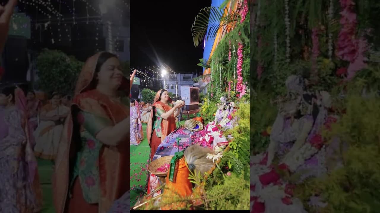 श्री राधामाधव ग्रीष्मकालीन लीला कथा में फूल कुंज महोत्सव की दिव्य झलकियां | #radhamadhav #leelakatha